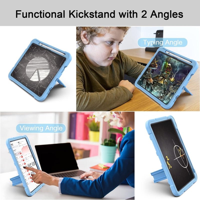Azzsy Case for iPad (A16) 11th Generation 11 Inch 2025 / iPad 10th Generation 10.9 Inch 2022, [Built-in Pencil Holder] Heavy Duty Shockproof Rugged Protective Case, Sky Blue - Image 3